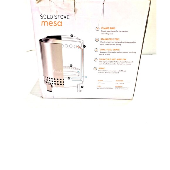 Solo Stove Mesa Tabletop Fire Pit Silver, Smokeless, Wood/Pellet, w/ Stand - Picture 6 of 9